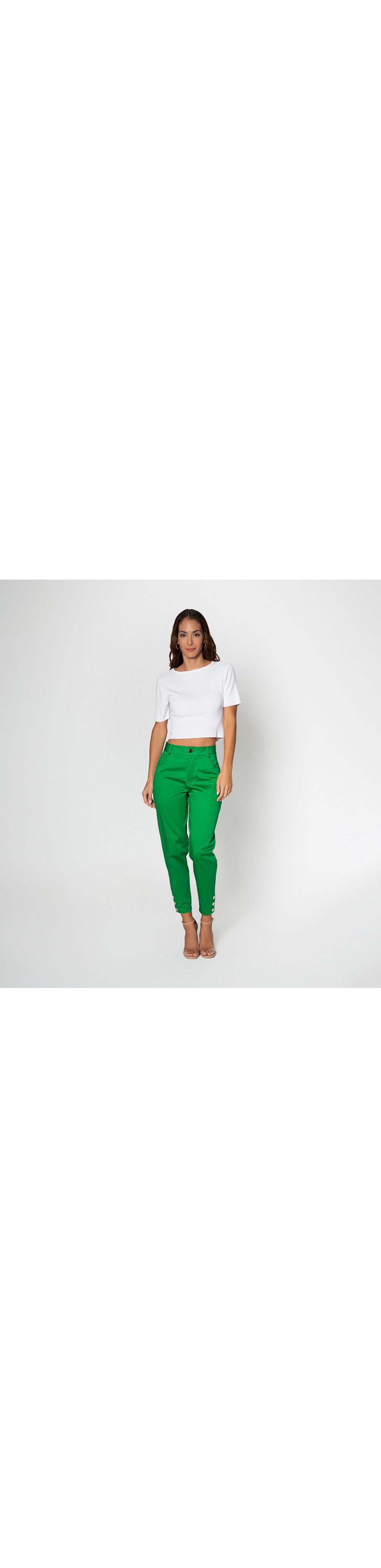 Pantalon Tiro Alto Con Broches En Bota