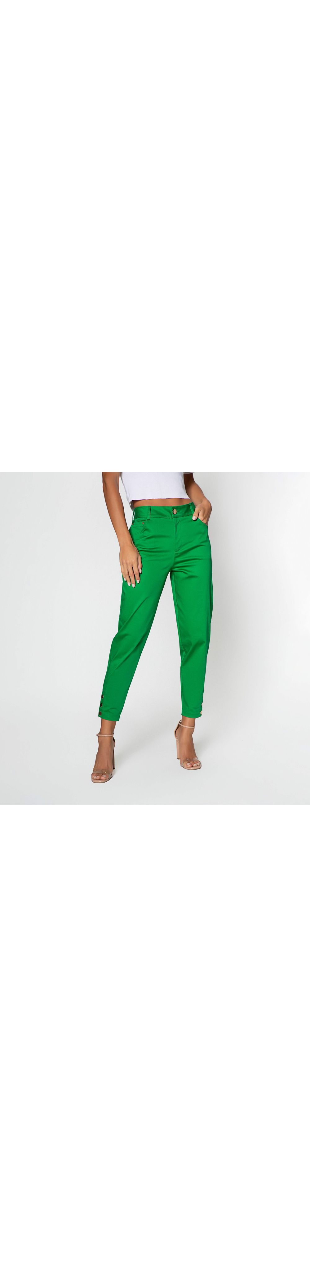 Pantalon Tiro Alto Con Broches En Bota