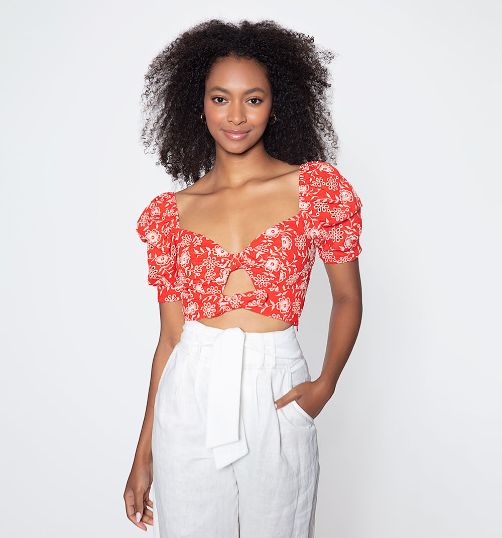 Blusa Manga Corta Con Amarres