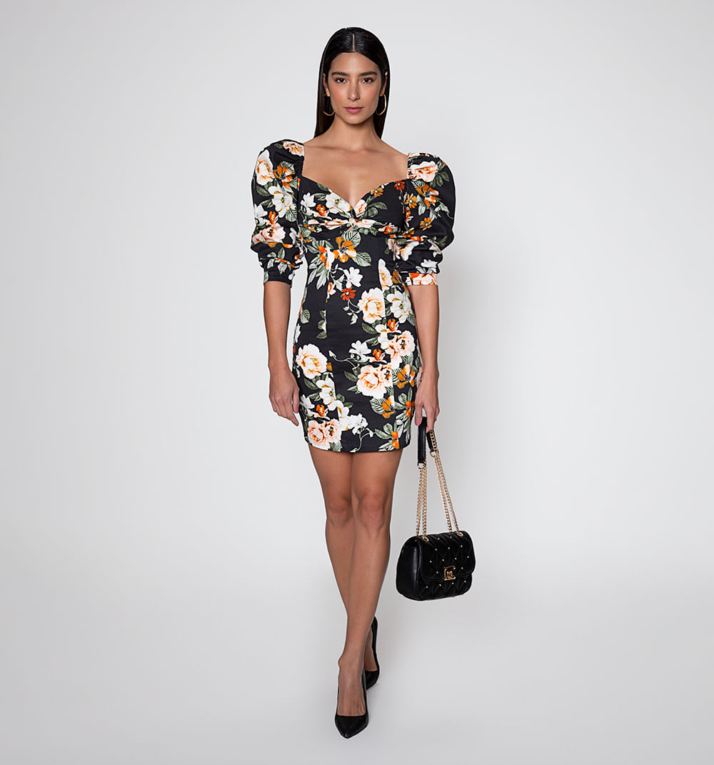 Vestido Corto Manga 3/4 Estampado