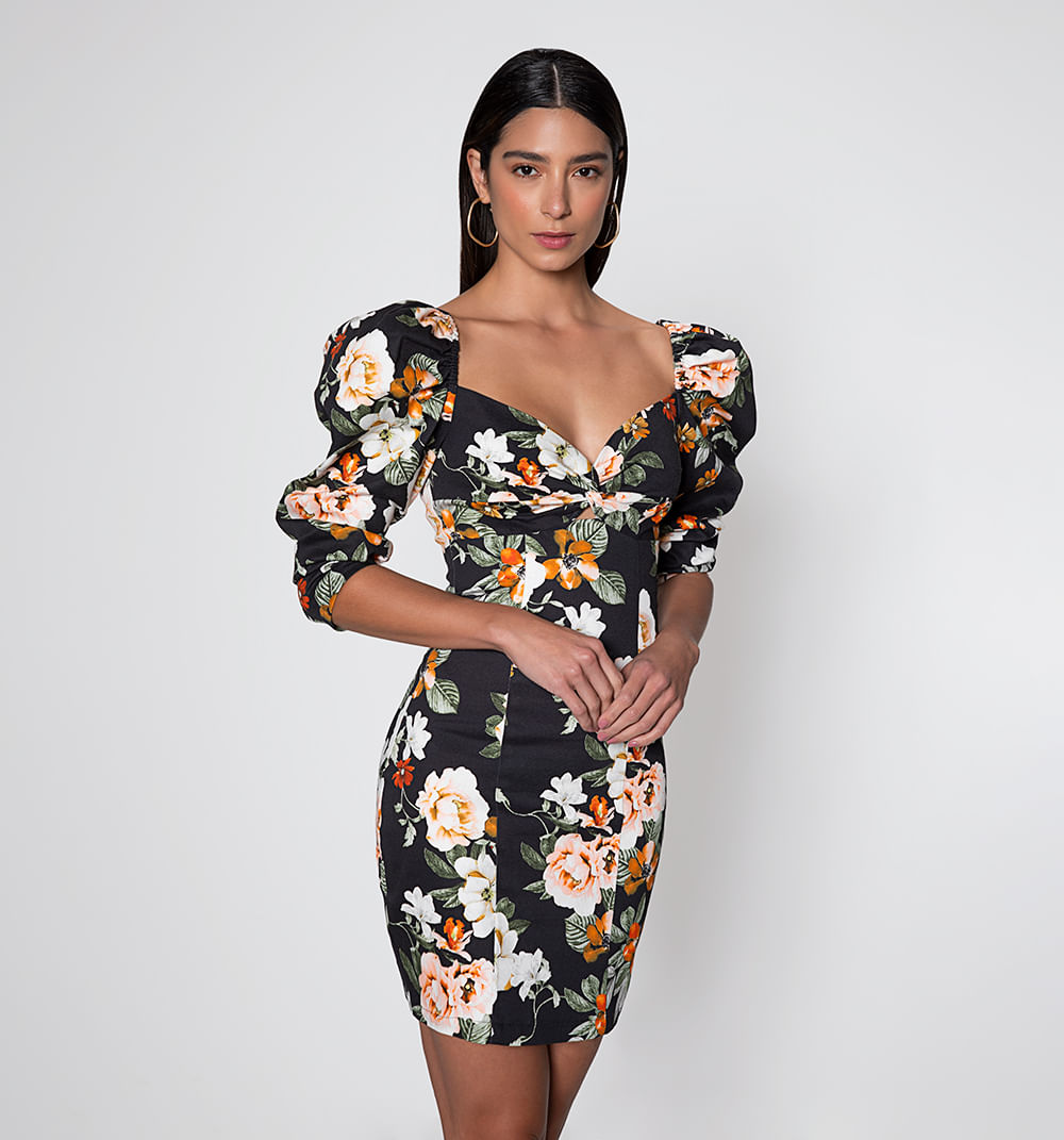 Vestido Corto Manga 3/4 Estampado