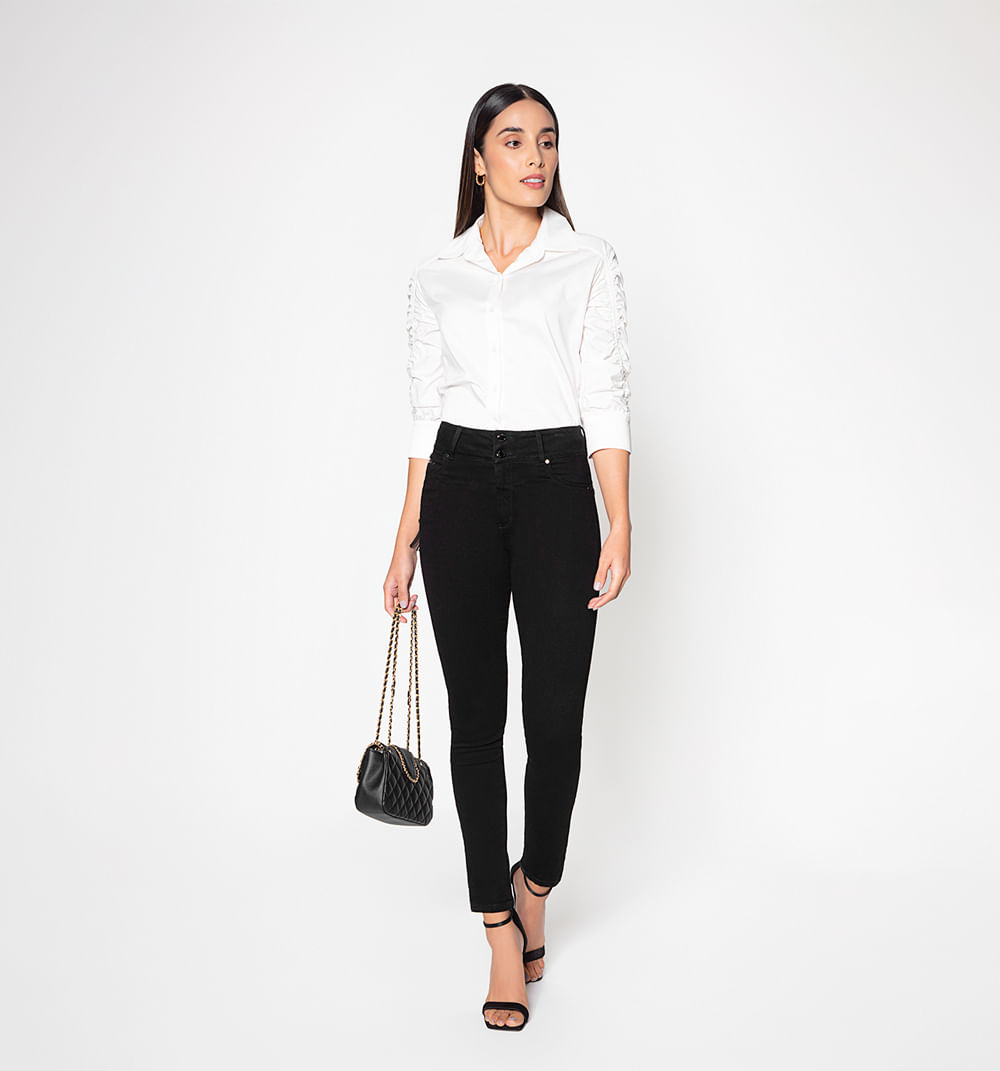 Jean Skinny Cinco Bolsillos Borla