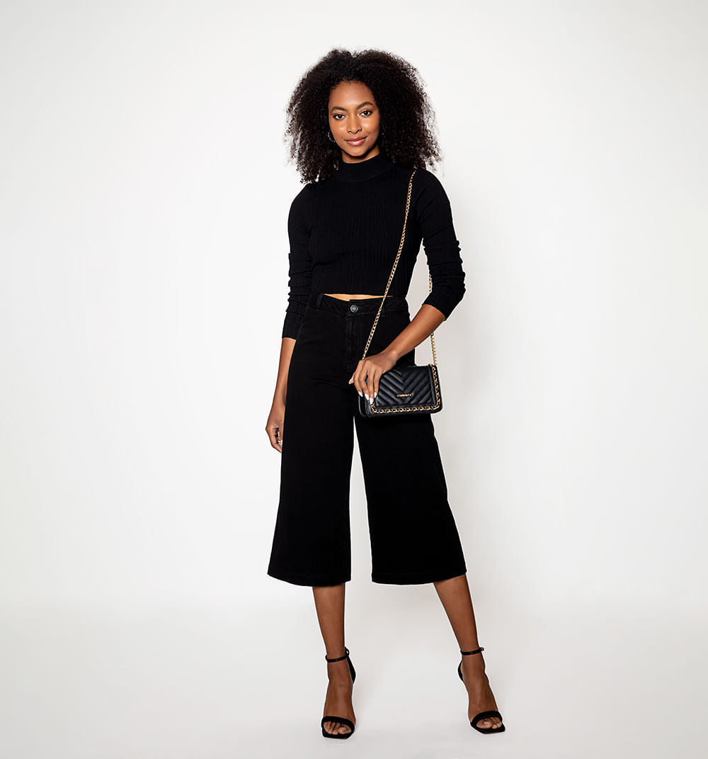 Jean Frida Cropped Tiro Alto Sin Bolsill