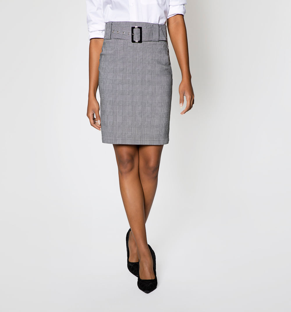 Falda Lapiz Tiro Alto Con Cinturón