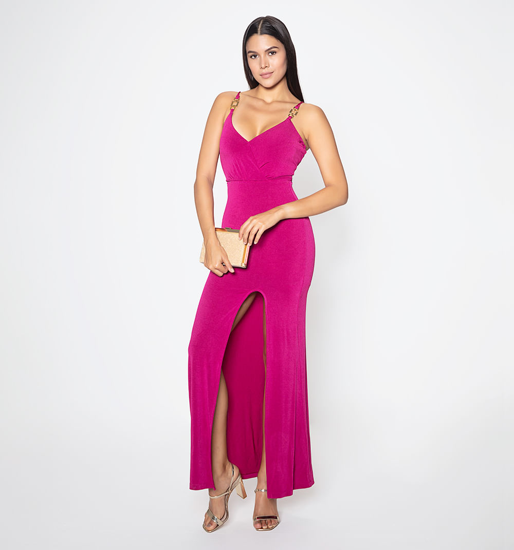 Vestido Largo Tiras Con Herrajes