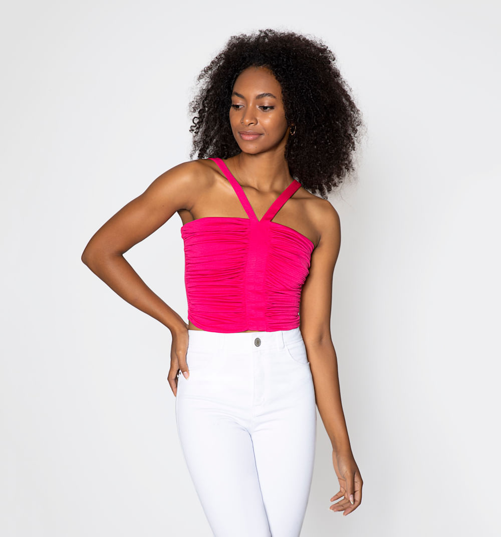 Blusa Tiras Frente Drapeado