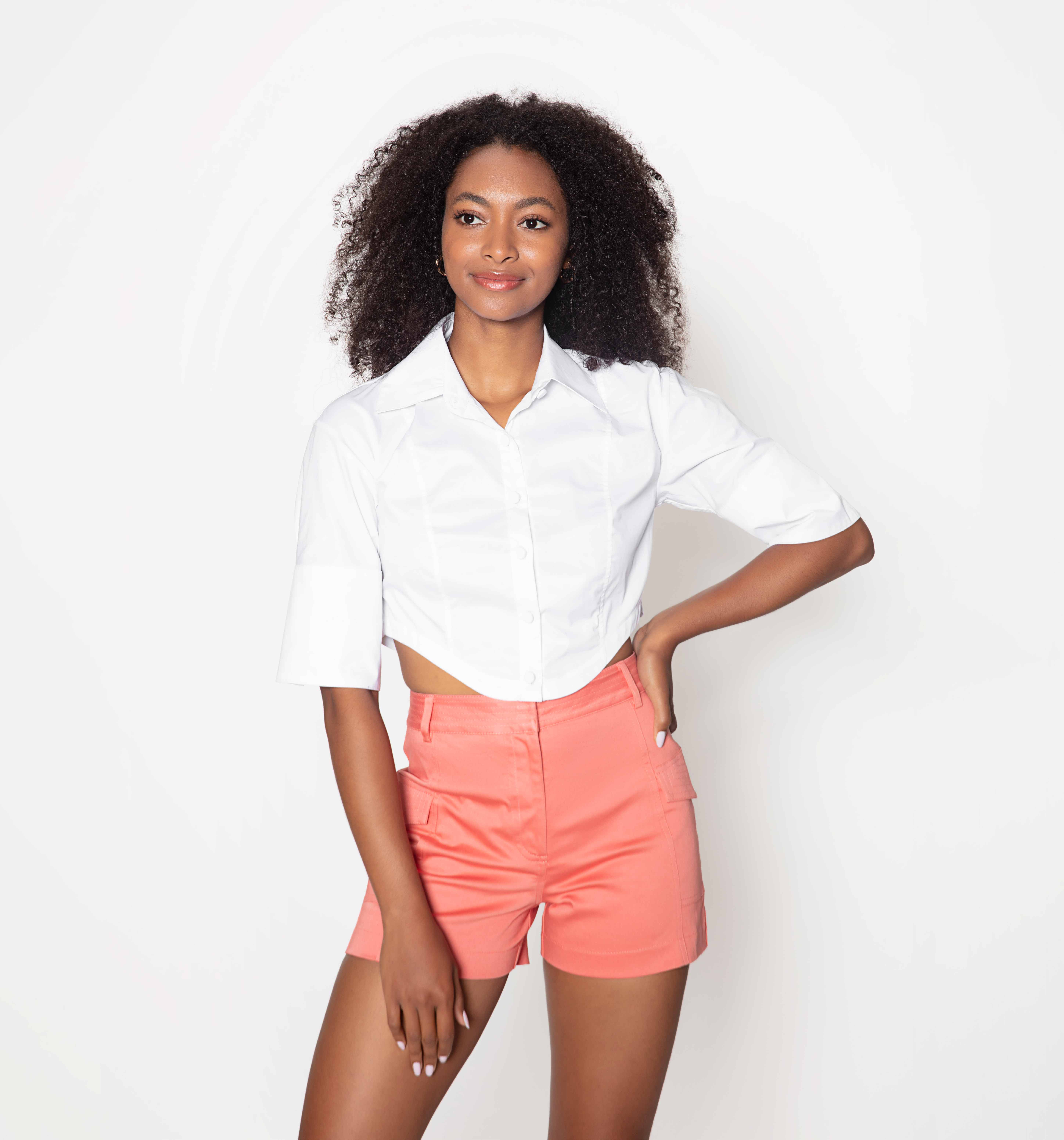 Blusa Corta, Manga 3/4  Puño Ancho