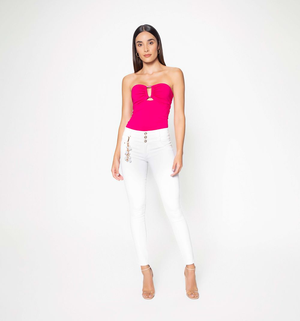 Jean Ultraslim  Blanco Tiro Medio  Mas