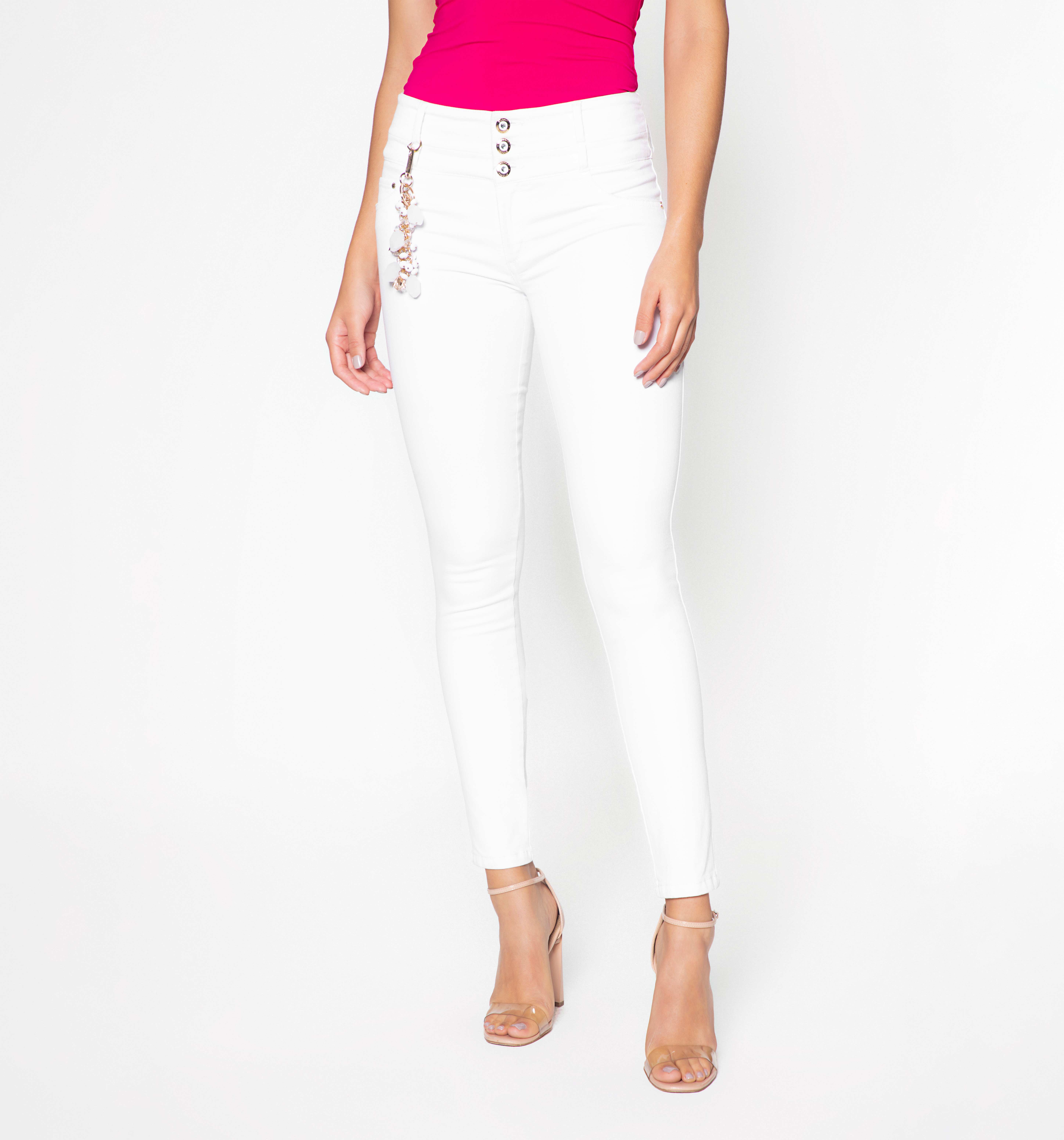 Jean Ultraslim  Blanco Tiro Medio  Mas