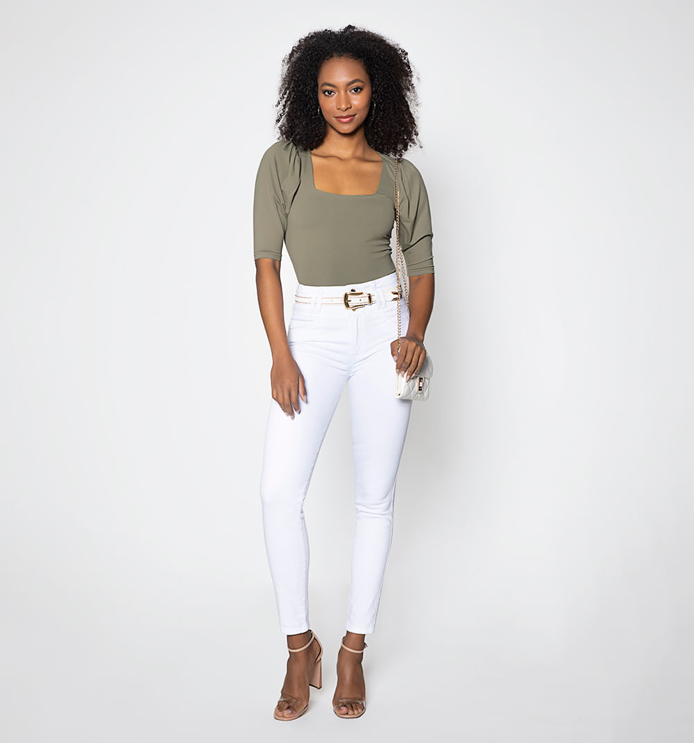 Jean Ultraslim Tiro Alto 3 Botones Tono
