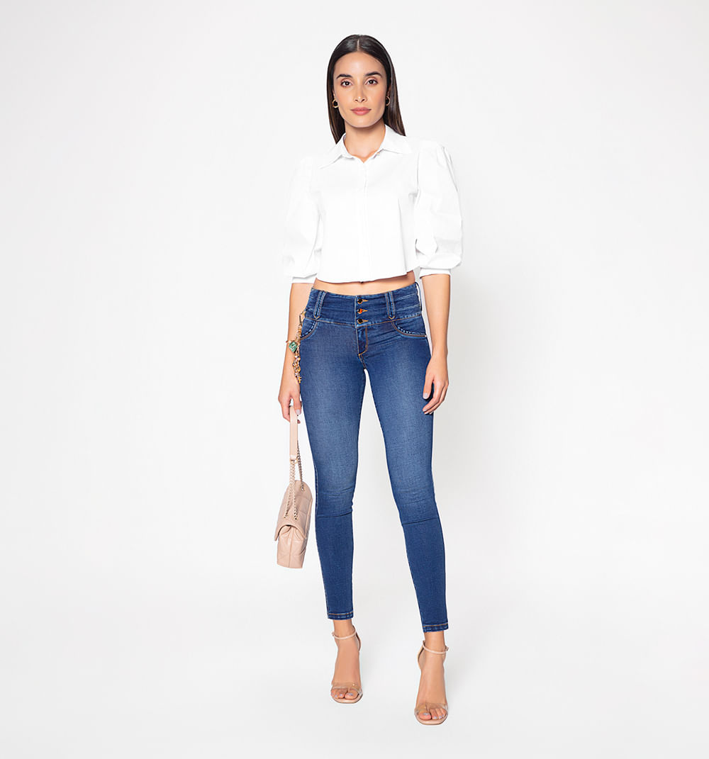 Jean Ultraslim Tiro Medio Con Borla Y Co