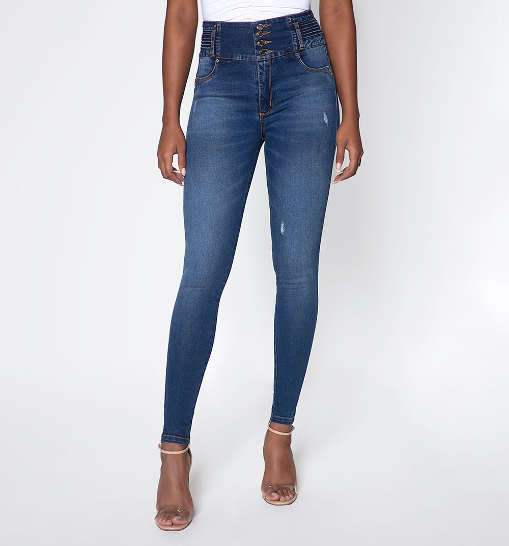 Jean Ultraslim Tiro Medio  Pretina Cuatr