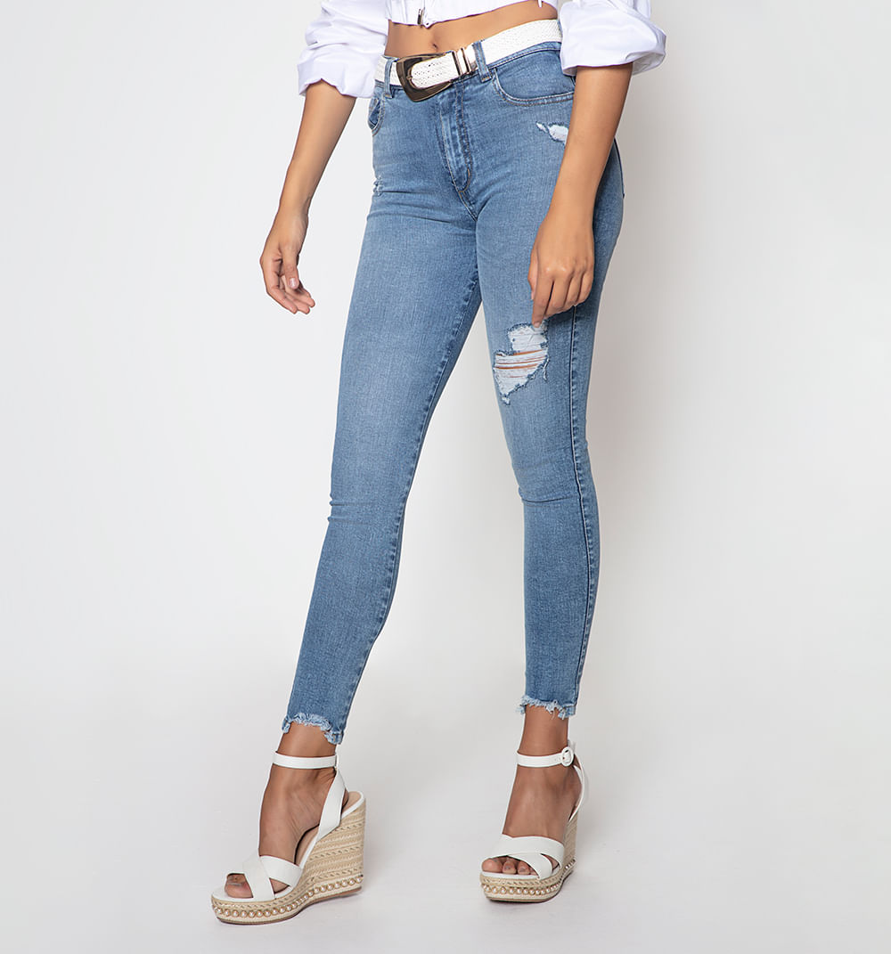Jean Skinny Tiro Alto , Cinco Bolsillos,