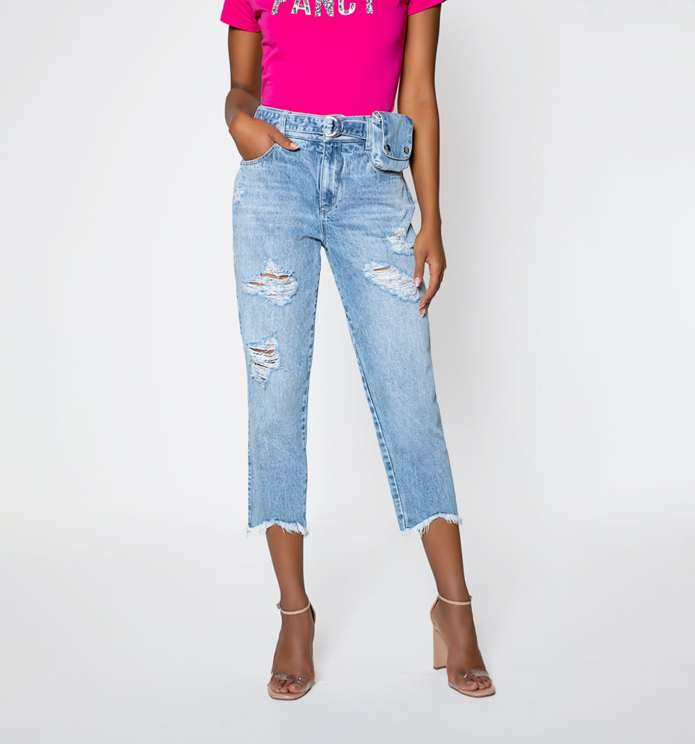 Jean Skinny Tiro Alto Con Cinturon
