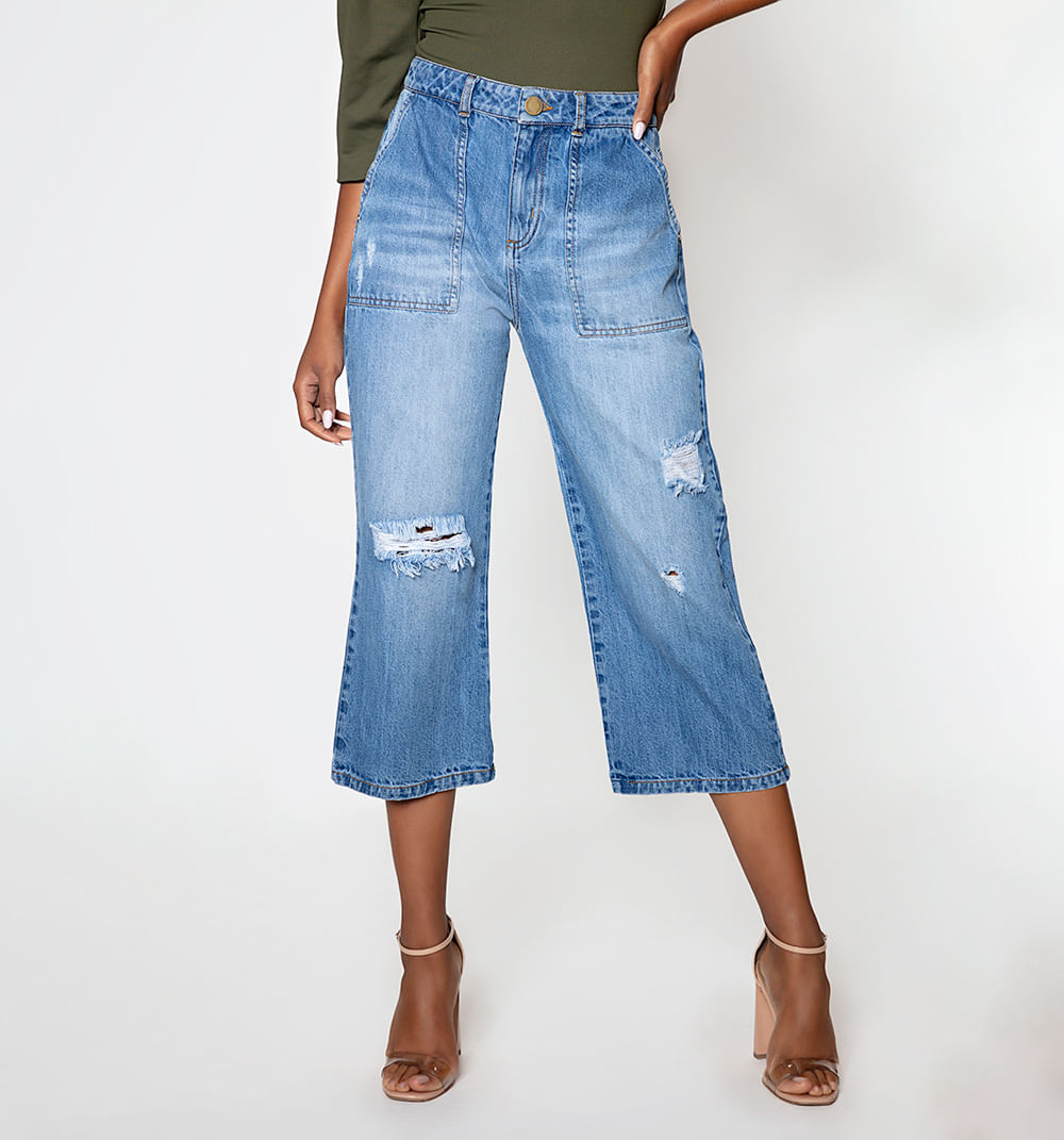 Jean Culotte Tiro Alto Con Maxi Ruedo