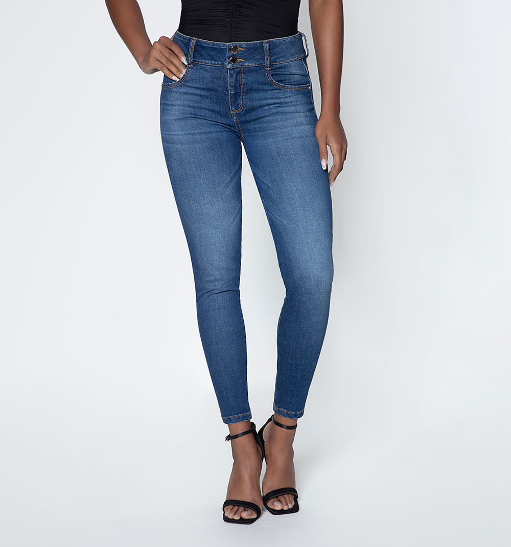 Jean Skinny Tiro Medio, Cinco Bolsillos