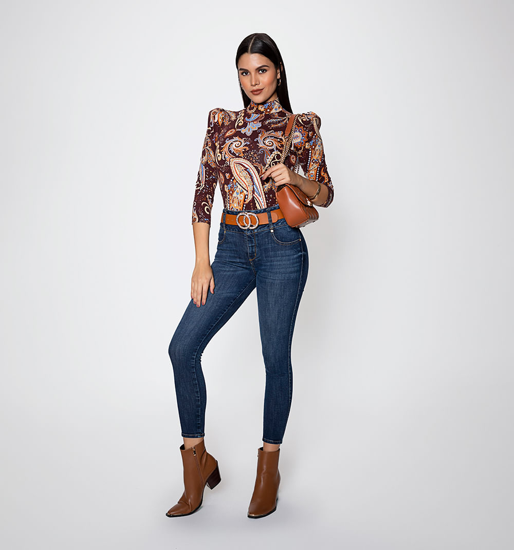 Jean Ultraslim Tiro Alto  Pret.Ancha,Cor