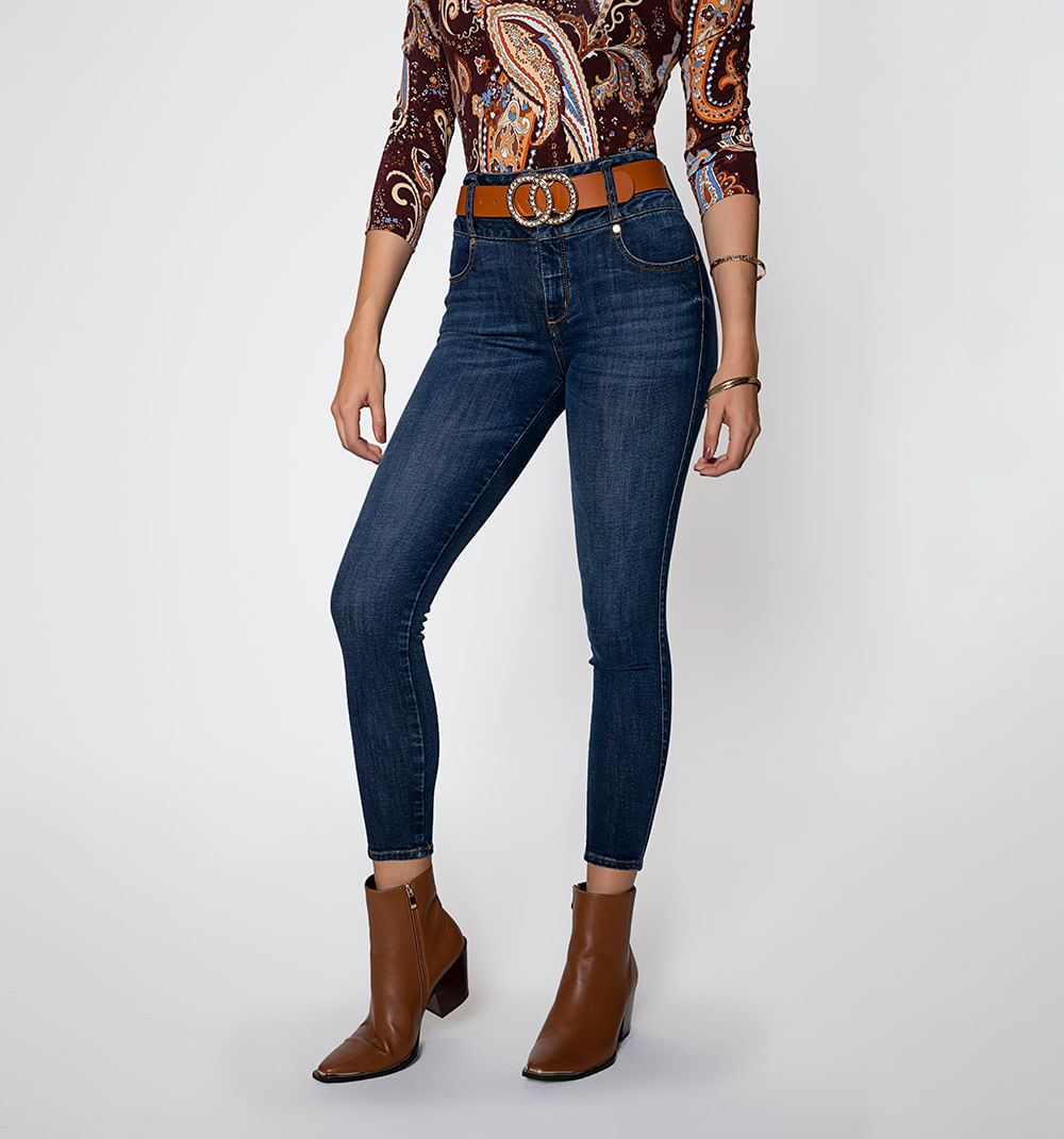 Jean Ultraslim Tiro Alto  Pret.Ancha,Cor