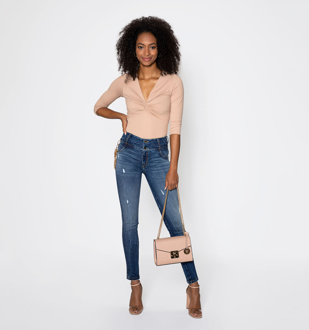 Jean Ultraslim Tiro Medio  2 Botones Con