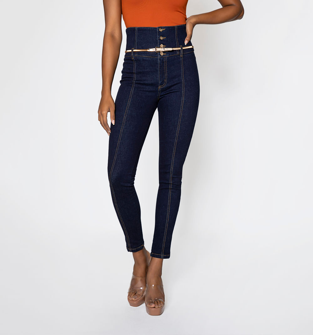 Jean Ultraslim Tiro Alto Talle Alto Con