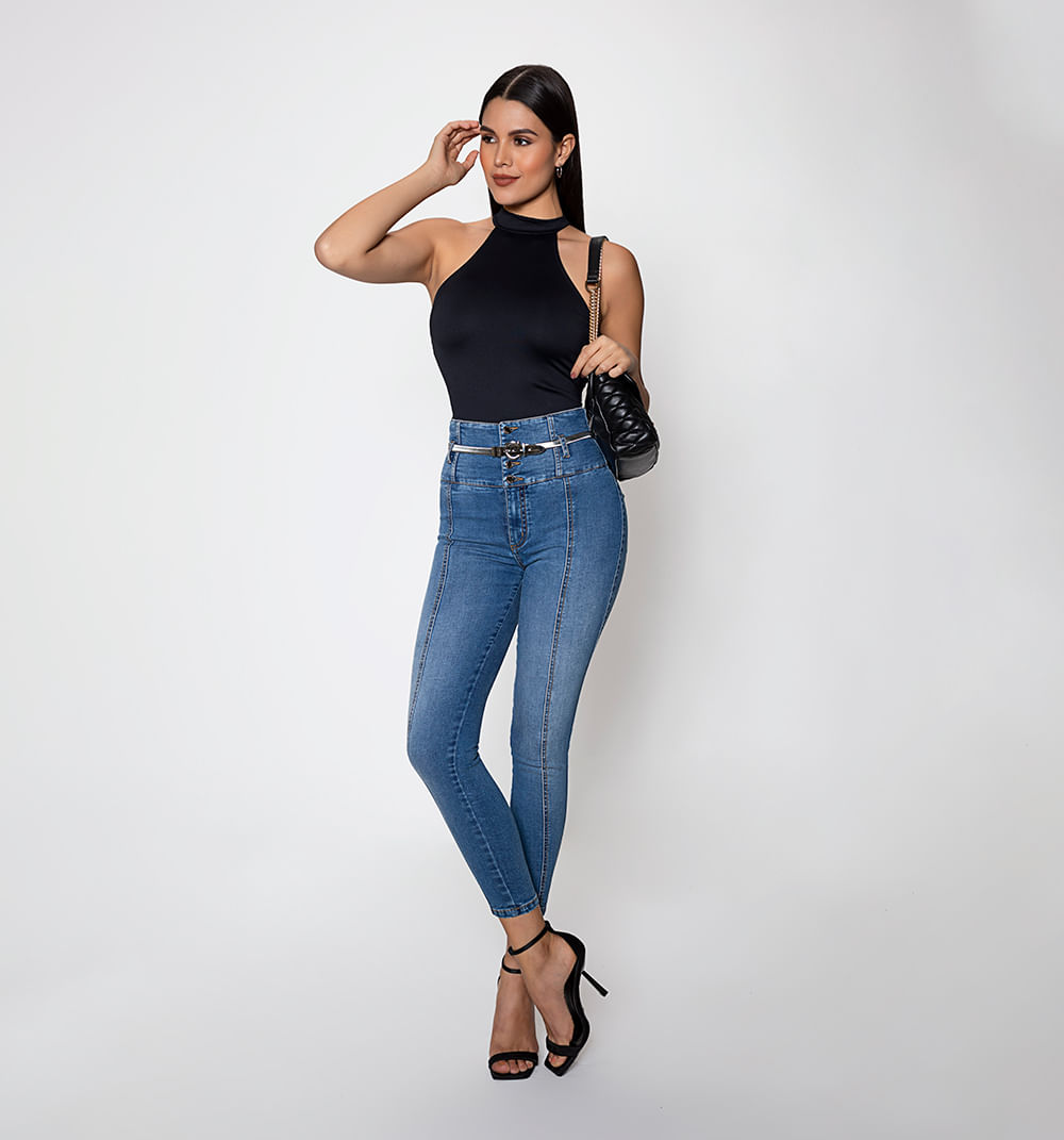 Jean Ultraslim Tiro Alto Talle Alto Con