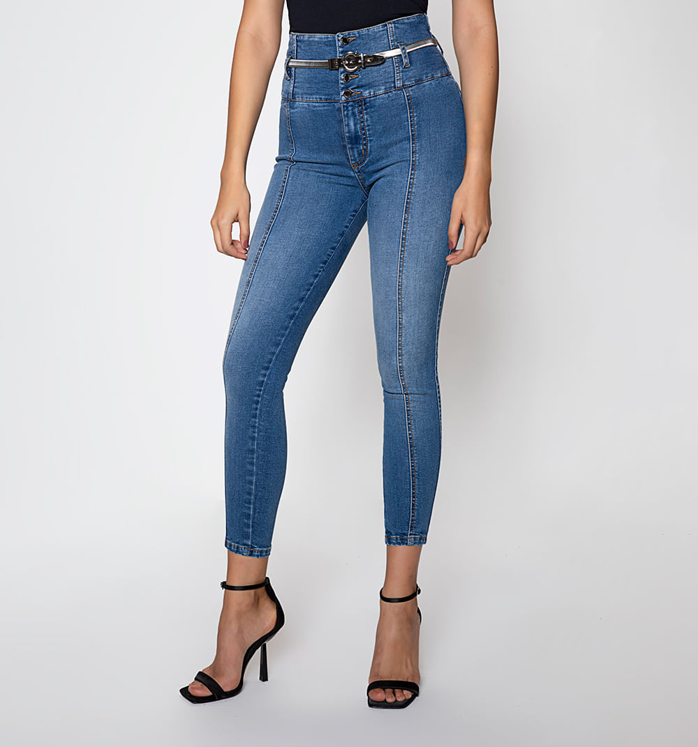 Jean Ultraslim Tiro Alto Talle Alto Con