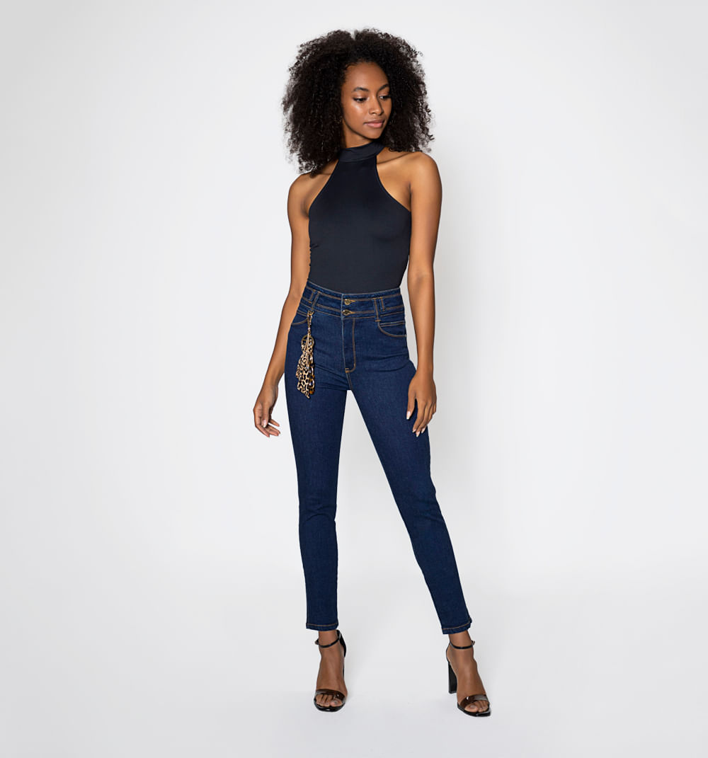 Jean Ultraslim Tiro Alto Con Cortes En P