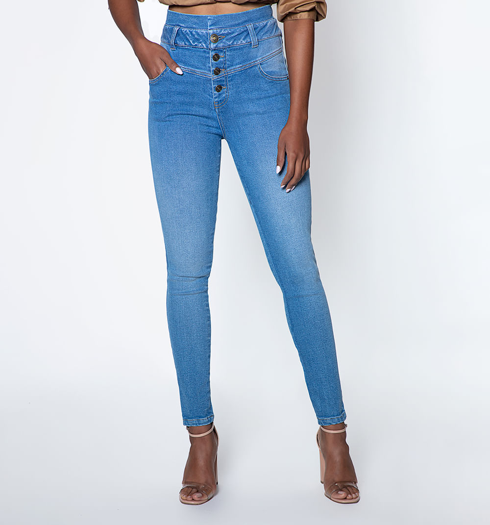 Jean Ultraslim Tiro Alto Con Pestaña En