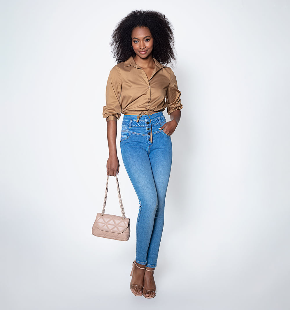 Jean Ultraslim Tiro Alto Con Pestaña En