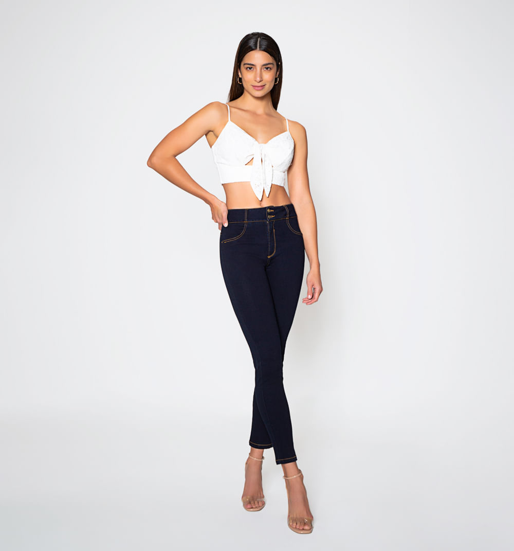 Jean Skinny, Tiro Alto, Dos Botones, Sin