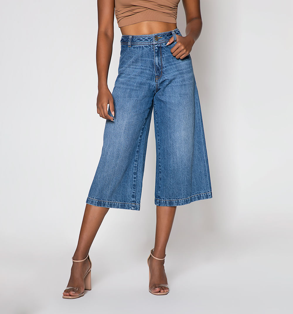 Jean Frida Cropped Tiro Alto Sin Bolsill