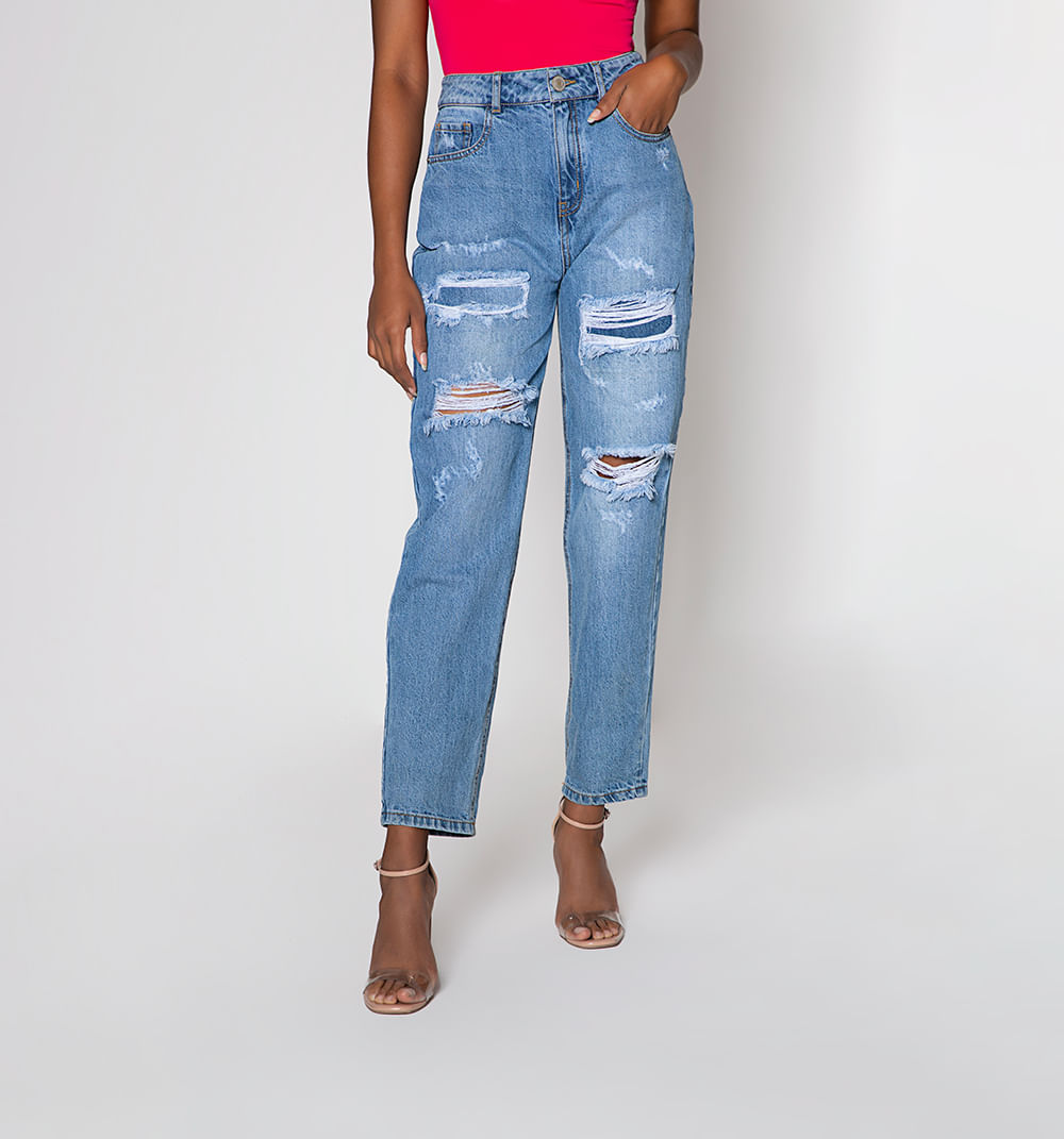 Jean Boyfriend  Tiro Alto, Rotos Con Par