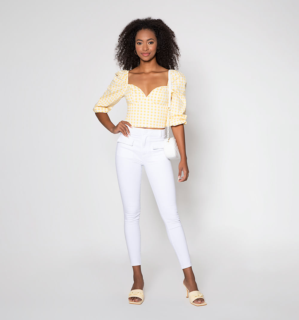 Blusa Escote Corazón Y Manga Voluminosa