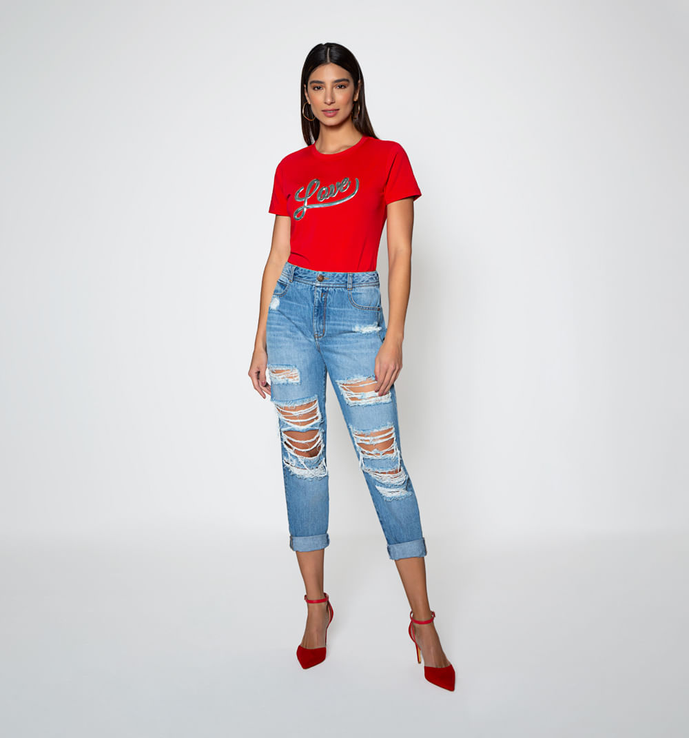 Camiseta Manga Corta Con Aplique
