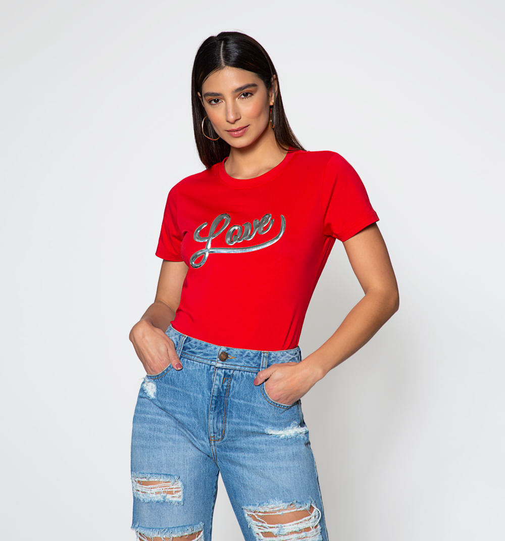 Camiseta Manga Corta Con Aplique