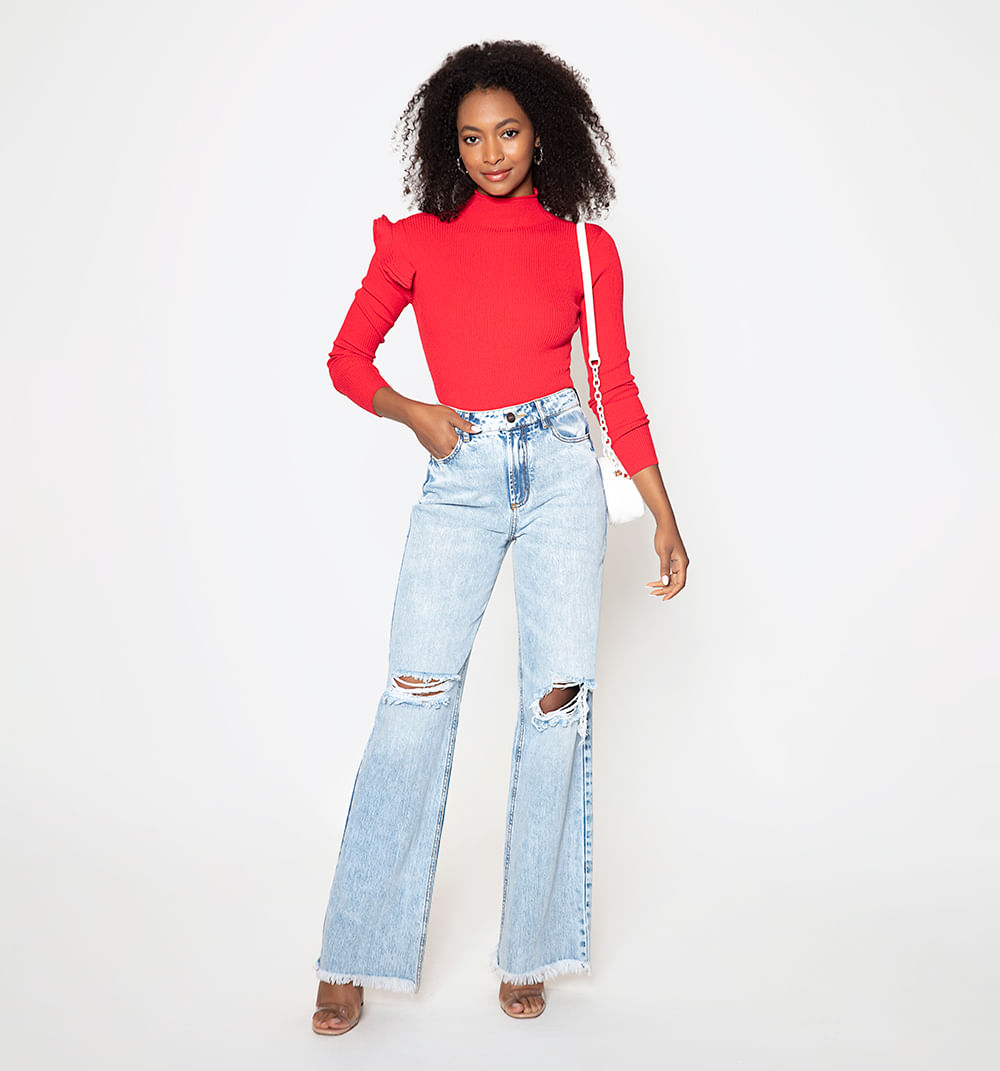 Blusa Tejida Manga Larga Con Bolero Izqu