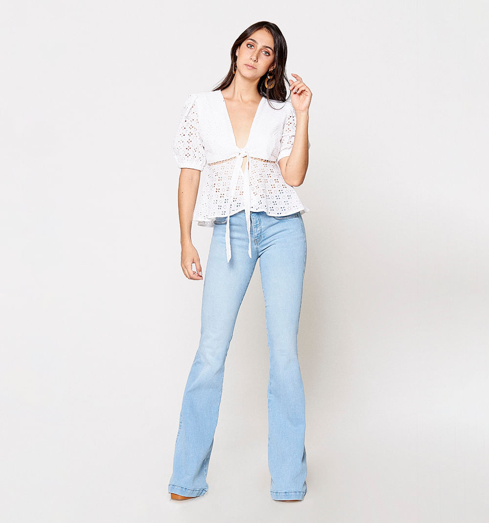 Blusa Manga Corta Con Lazo