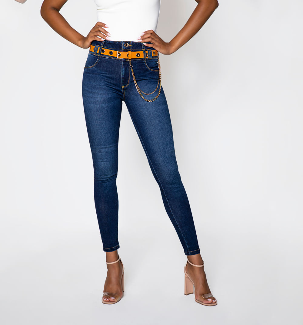 Jean Ultra Slim Pretina Ancha Con Cintur