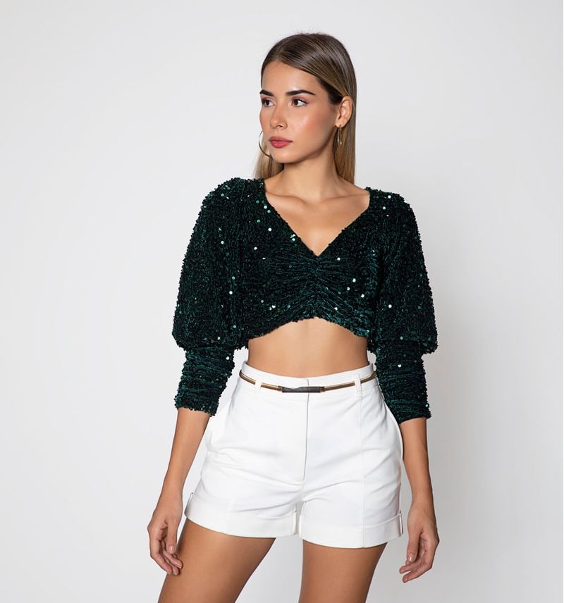 Blusa manga larga lentejuelas hot sale