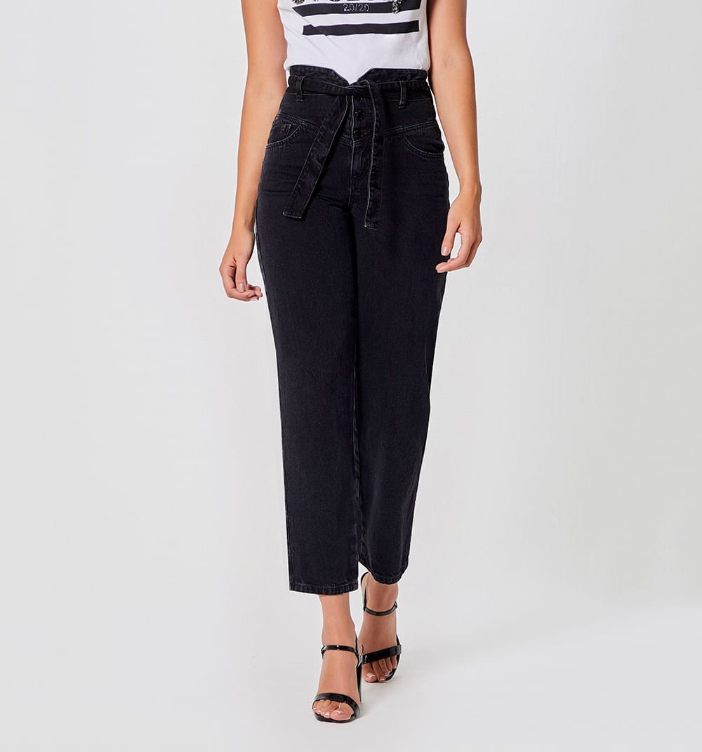 Jean Slouchy Tiro Alto 3Botones Con Cint