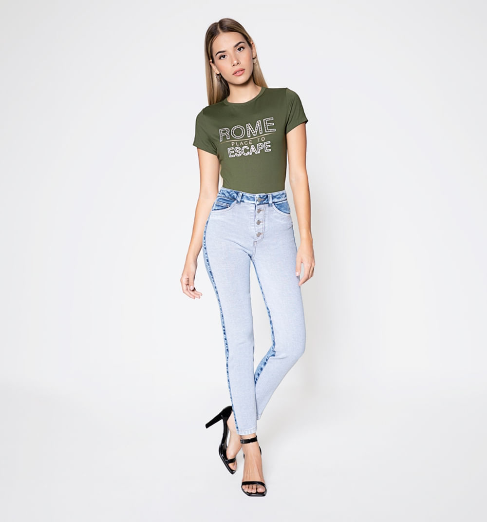 Jean Skinny Tiro Alto,Delantero Al Reves