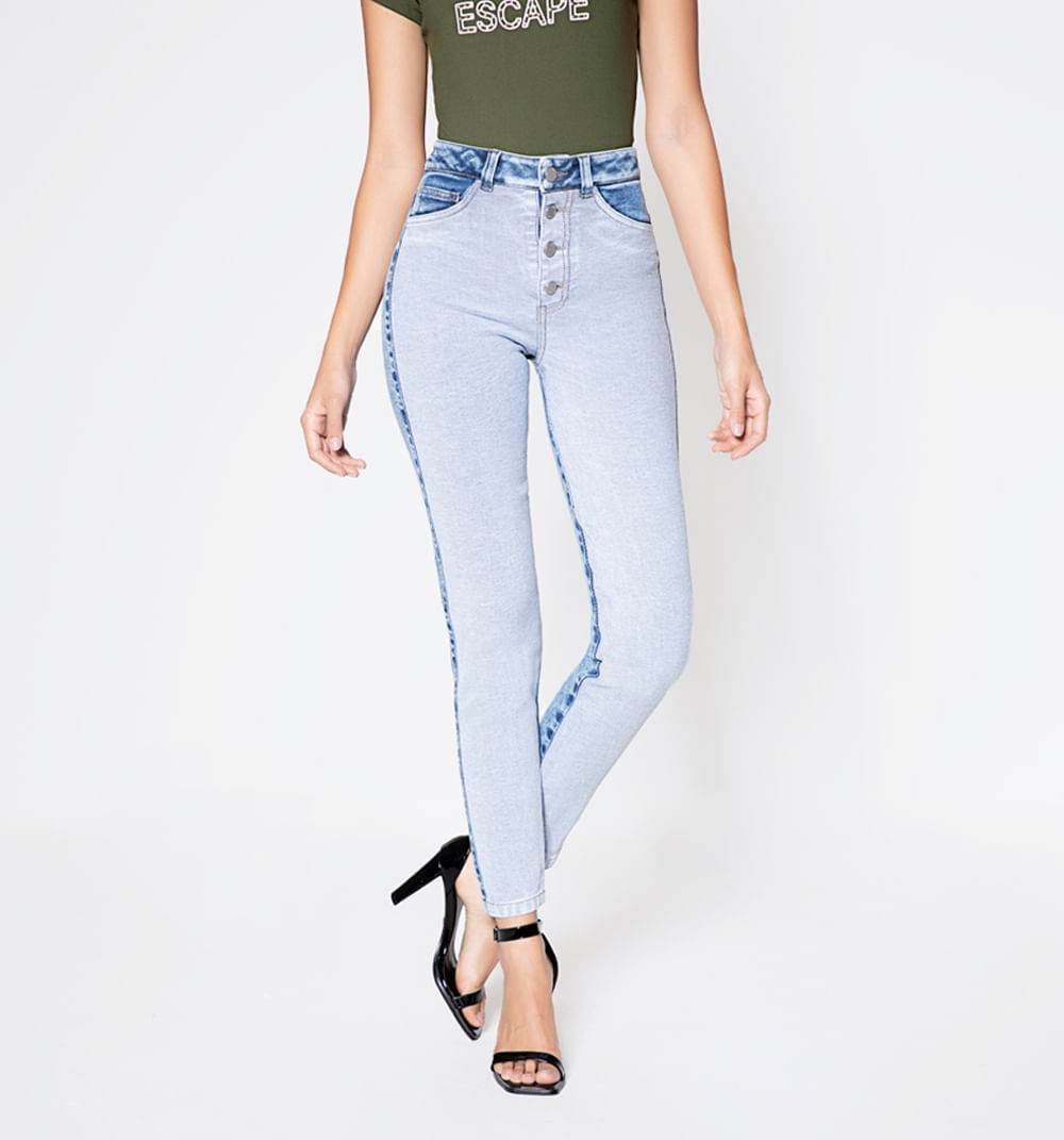 Jean Skinny Tiro Alto,Delantero Al Reves