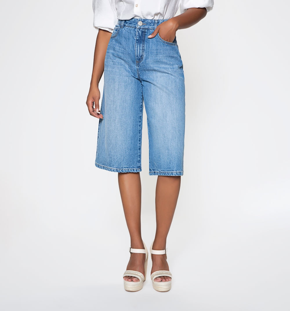 Jean Culotte Clasico Tono Medio 5 Bolsil