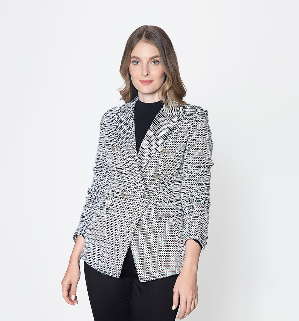 Blazer En Tweed Con Bolsillos Delanteros