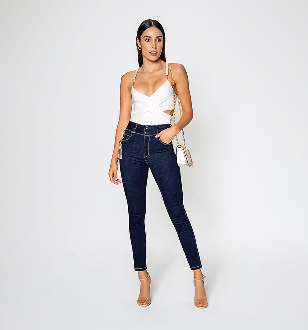 Jean Ultraslim Pretina Ancha Con Cortes