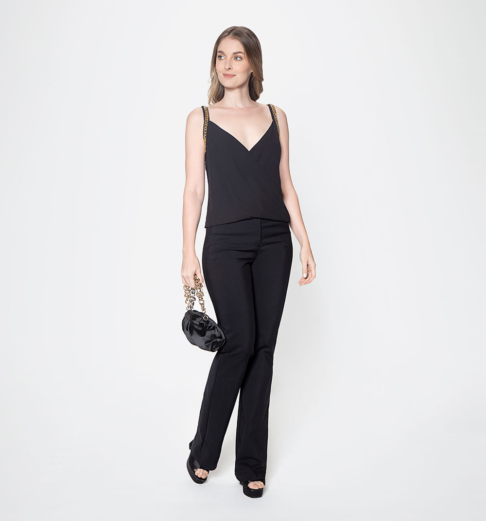 Blusa Tira Con Cadena Escote Cruzado