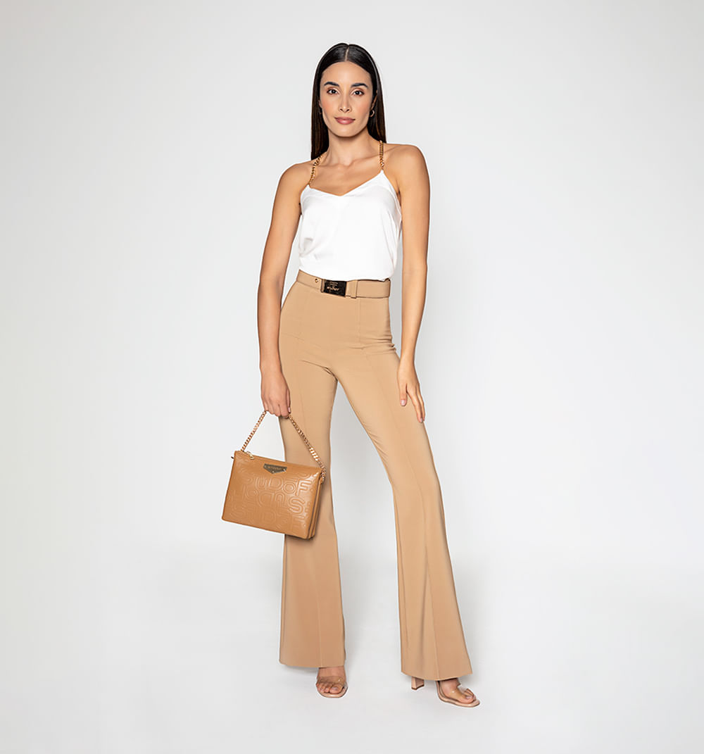 Pantalon Bota Campana Con Vena Y Cinturo