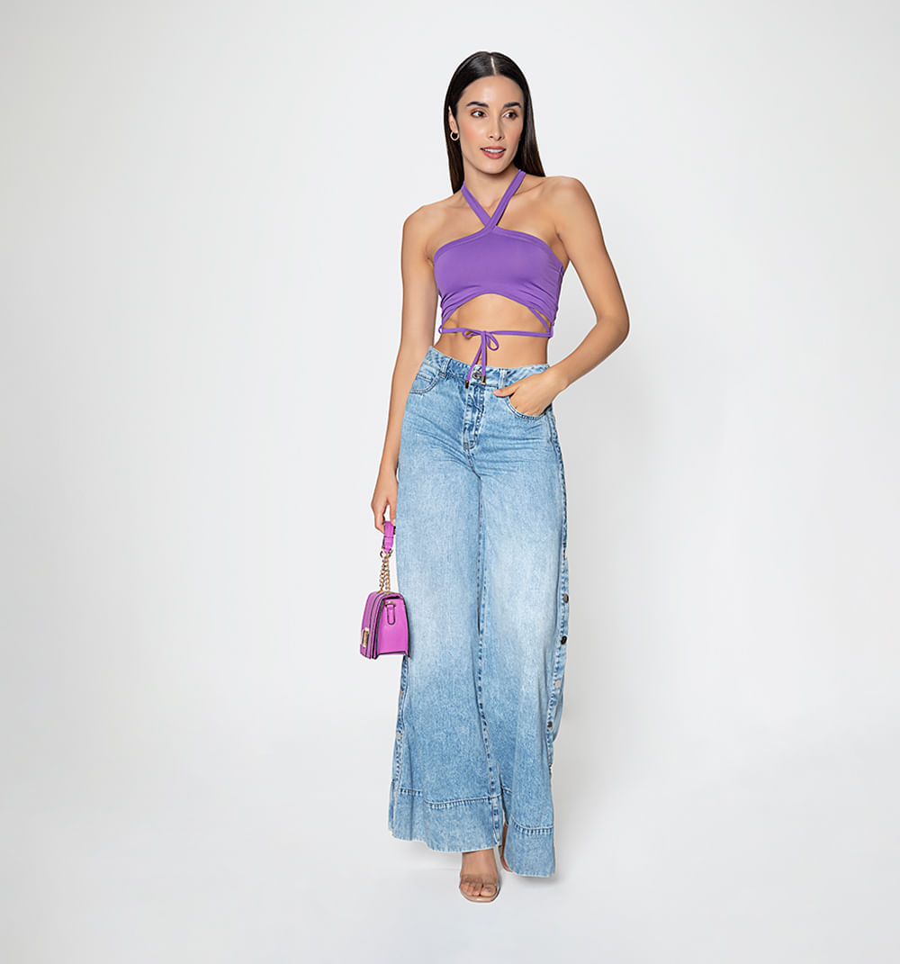 Crop Top Tira Entrelazada En El Dorso
