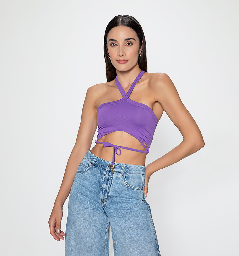 Crop Top Tira Entrelazada En El Dorso