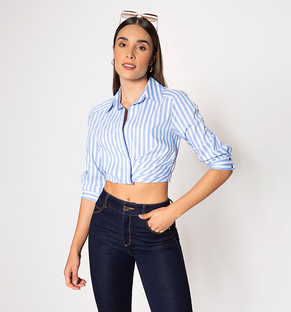 Blusa  Manga 3/4  Frente Entrelazado